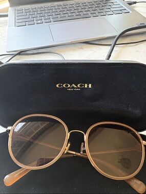 Coach Round Sunglasses with Gold Frame C6179